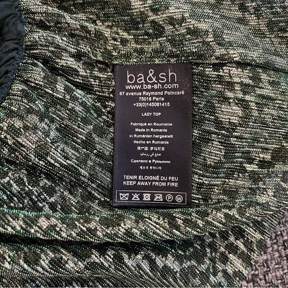 NWT ba&sh Caitlin Green and Metallic Gold Top - Picture 12 of 16